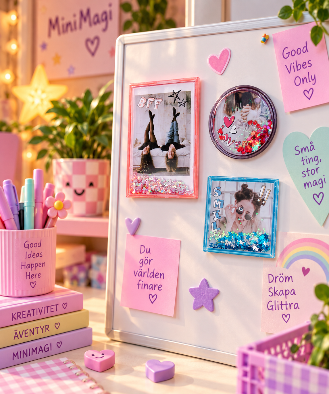 ✨ Foto-magneter med glitter – 3-pack