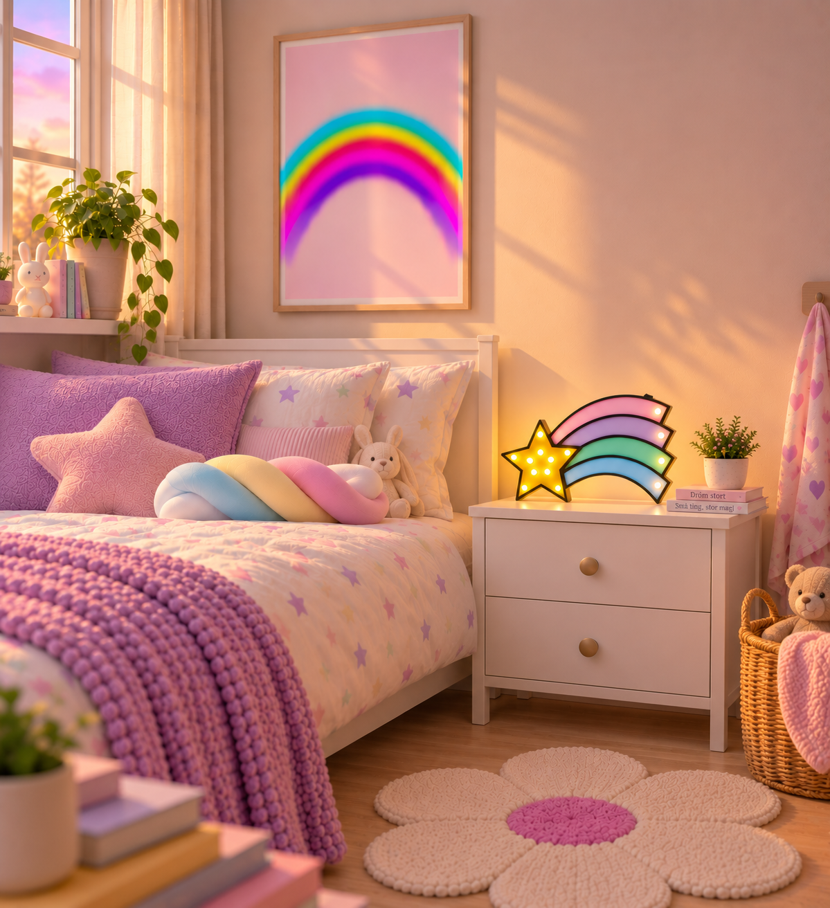🌈 LED-lampa – Regnbåge med stjärna